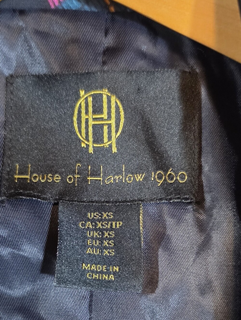 House of Harlow 1960 Black Paisley Printed Blazer - Picture 9 of 10